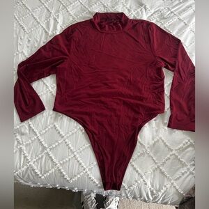SHEIN NWT Long Sleeve High Neck Bodysuit - Deep Burgundy